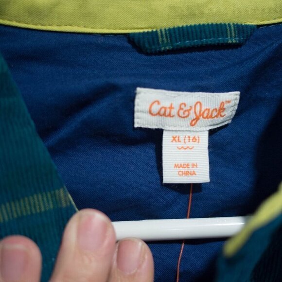 Cat and Jack  Blue/Green Youth Shacket / Womens Small - Picture 5 of 6